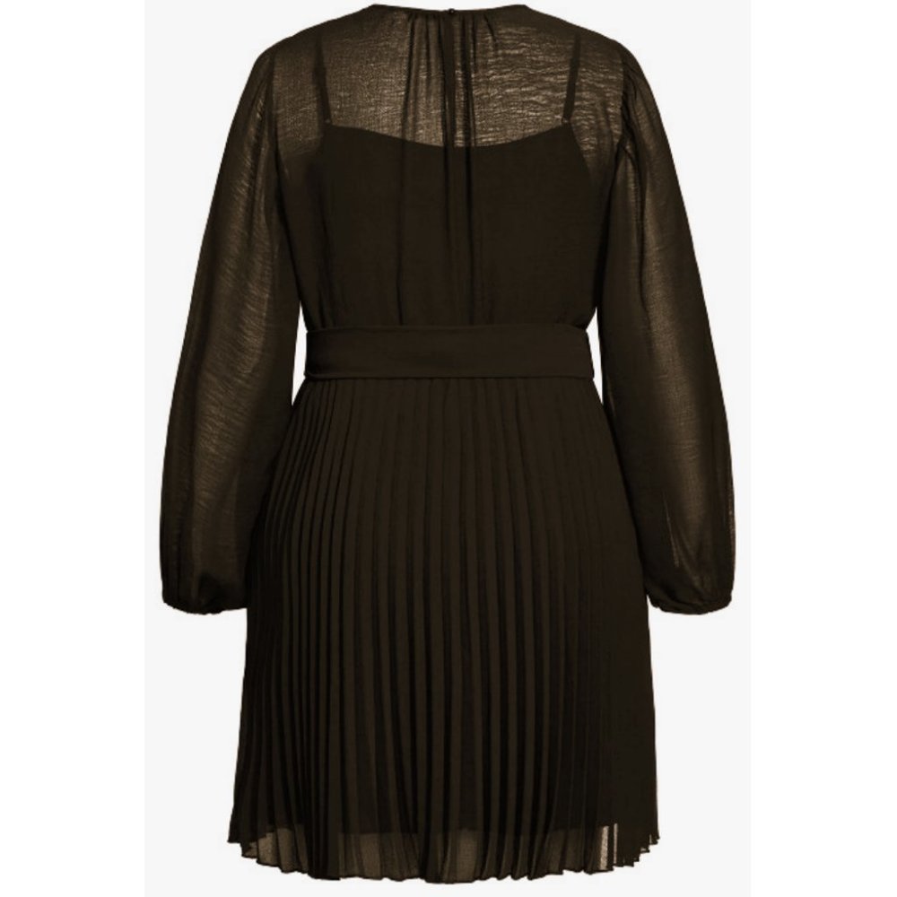 NWT City Chic Blair Black Sheer Pleated Dress 20 - Picture 7 of 12